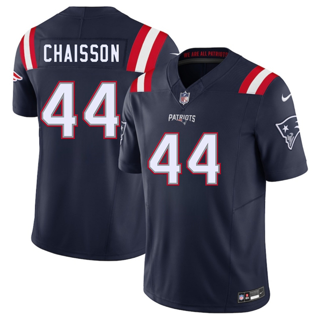 Men's New England Patriots #44 K'Lavon Chaisson Navy 2025 F.U.S.E. Vapor Limited Stitched Football Jersey